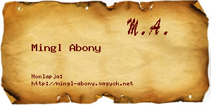Mingl Abony névjegykártya